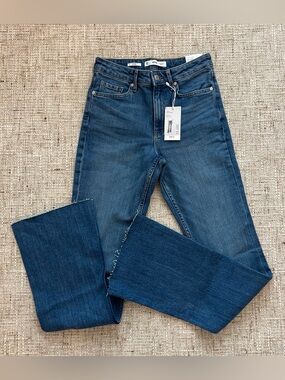 Mango mid-waist regular fit full length flare jeans
